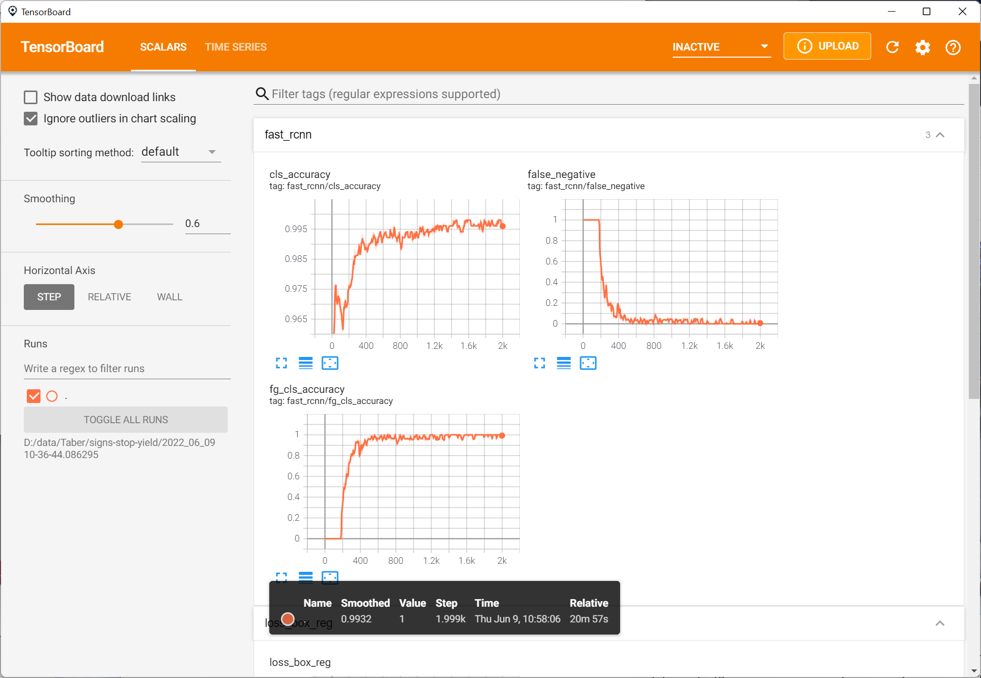 TensorBoard training chart